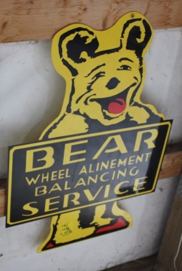 Bear Wheel Alinement balancing service single sided metal sign, 17.5"x25.5"