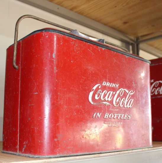Coca Cola small metal cooler, original paint