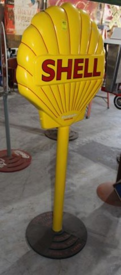 Shell Clamshell gasoline sign on cast iron base