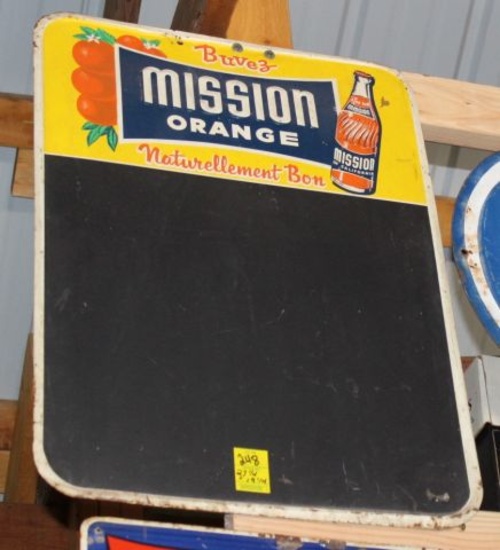 Mission Orange singel sided metal chalk board, 27.25"x18.25"