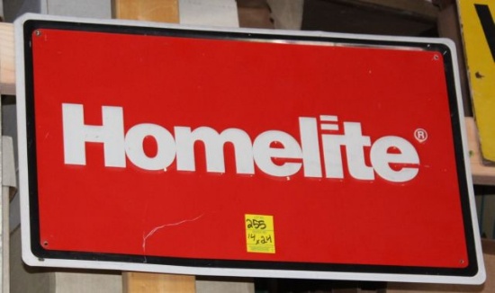 Homelite single sided tin sign, 14"x24"