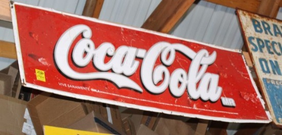 Coca Cola single sided tin sign, 17.75"x47"