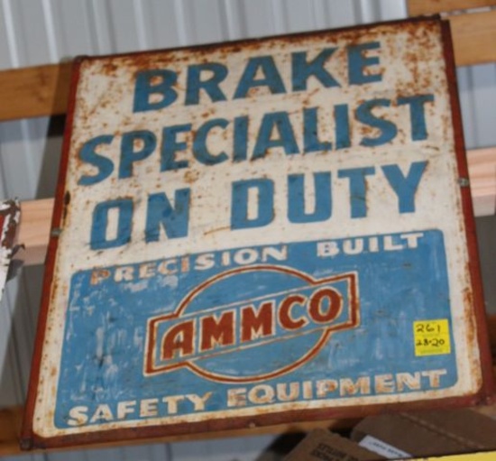 Ammco Brake Specialist On Duty single sided tin sign, 28"x20"