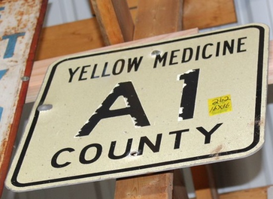Yella Medicine County A1 single sided tin sign, 16"x16"