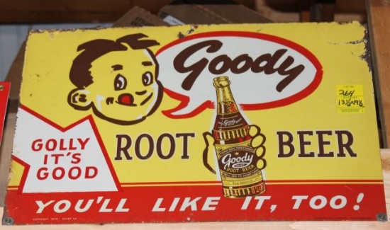 Goody Root Beer single sided tin sign, 13.5"x19.5"