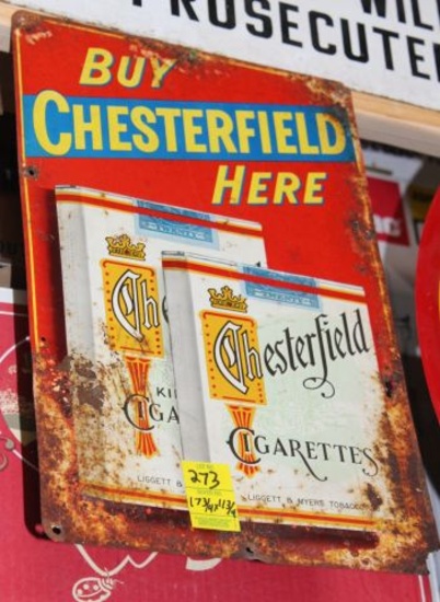 Buy Chesterfield Here single sided tin sign, 17.75"x11.75"
