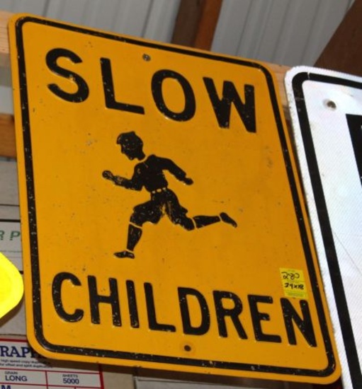 Slow Children single sided sign, 24"x18"