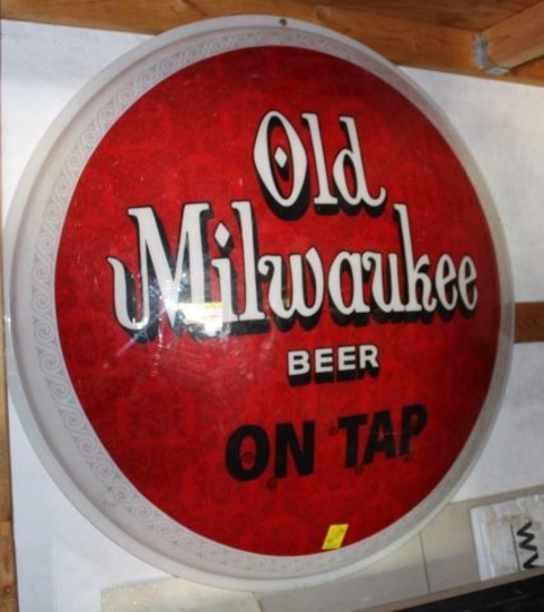 Old Milwaukee plastic single sided sign, 41" diameter