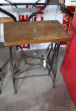 New Home cast iron sewing machine stand with wood top, 14.5