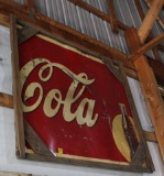 Half of a Coca Cola single sided tin sign, 47