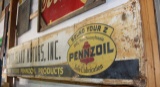 Bird Islands Motors Inc Pennzoil single sided tin sign, 23.5