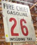 Fire Chief Gasoline double sided tin sign, 37.5