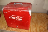Coca Cola metal cooler original paint, has scratches