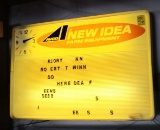 New Idea farm equipment clock/display letter sign, luminated, works, 20