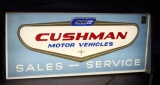 Cushman Motor Vehicles sign, luminted, works, 16