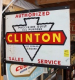 Clinton Sales and Service double sided tin post sign, 18