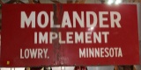 Molander Implement single sided tin sign, 46.5