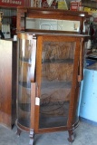 Wooden curved glass door curio cabinet