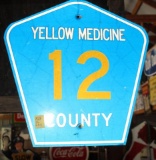 Yellow Medicine 12 single sided road sign, 24