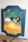 Hamm's Bear tubing down river plastic lighted sign, 14.25
