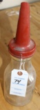 Brookins 1Qt glass oil jar, plastic oil spout