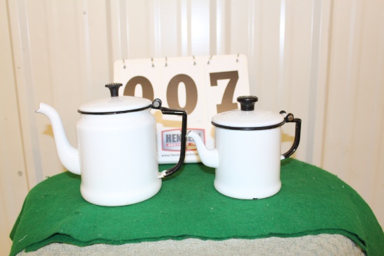 (2) SMALL PORCELAIN COFFEE POTS