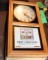 CASE WOODEN FRAME CLOCK, IN WORN BOX