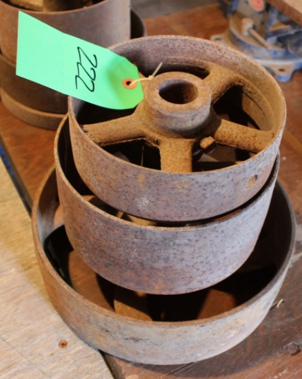 3 1/2" X 12" PULLEY, 4" X 8 1/2" PULLEY, 2 1/2" X 8" PULLEY
