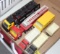 (2) ERTL GRAIN TRUCKS, (3) TONKA TRUCKS, NO BOXES