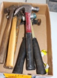 BOX OF HAMMERS AND HATCHET