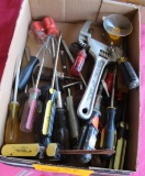 BOX OF SCREWDRIVERS AND MISC TOOLS