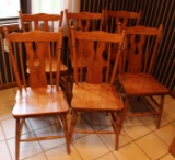 (6) AMISH OAK KITCHEN CHAIRS