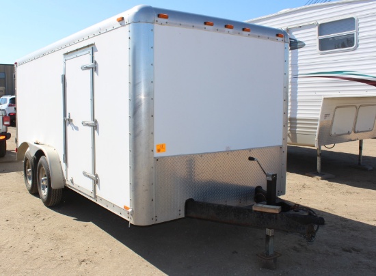 2000 Cargo Trailer, Tandem Axle, 84" x 16', Square Front, Rear Barn Doors,