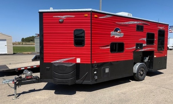 2020 American Surplus Single Axle Fish House, 8x17V RUGGED RV Hybrid, Red, 90" Ceiling,