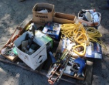 Pallet of Concrete Tools, Rope, Lockset