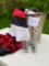 Red and Black Super Soft Quilt, Large Rustic Pail, 2 Minnesota Glasses