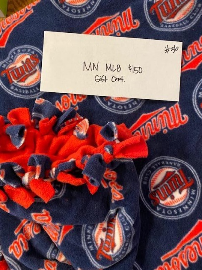 2nd Grade- Twins basket, fleece tie blanket, $150 MLB Gift Card