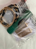 Black and gold bracelet, Perfume oil, rectangle earrings