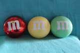 (2) boxes M & M candy dishes, and dispenser