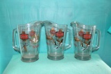 (3) Schmidt glass pitchers