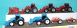 (8) 1/64 (3) Case IH plastic tractors with loaders, (2) New Holland plastic