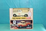 1950 Chevy Pickup and 1955 Case Pickup bank, boxes have wear