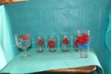 (4) Schmidt football glasses, and ½ liter Schmidt glass