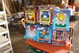 Plastic tote of M & M candy dishes, nutcracker, shower radio and fun fortun