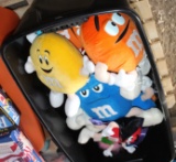 (2) Plastic totes of stuffed M & M characters, collectibles, and (2) 3D puz