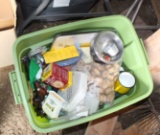 (2) Plastic totes of doll ice cream chairs, dominoes, plastic horses and mo