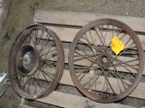 PAIR OF WIRE SPOKE MOTORCYCLE WHEELS