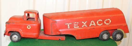 Texaco metal toy truck and trailer, no box