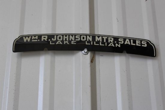 Wm R Johnson Mtr Sales Lake Lillian license plate topper, 12"