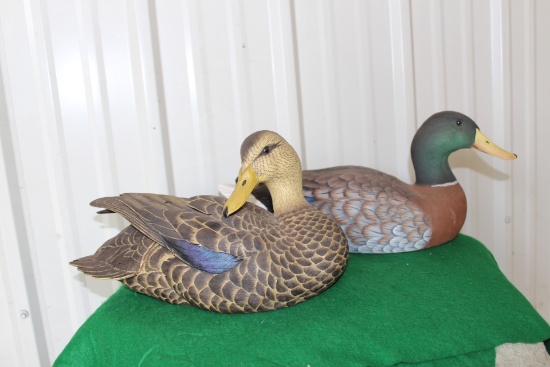 (2) wooden duck decoys
